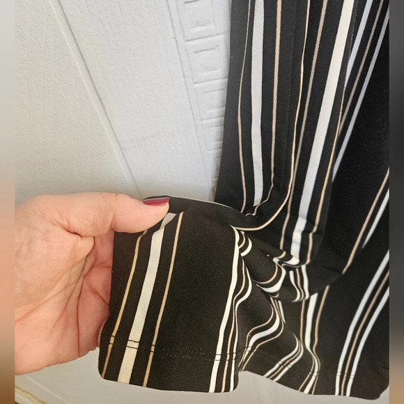 Alfani Wide Leg Black Brown Gold Striped Pull On Pants Plus Sz 1X EUC - Picture 5 of 10